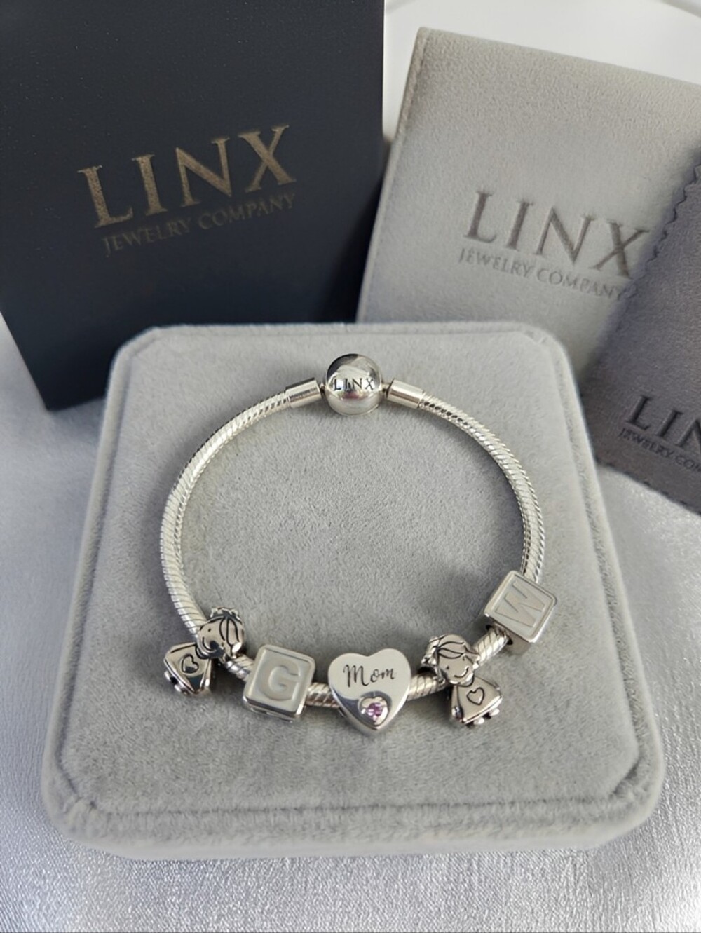 Linx Snake Chain Bracelet With Personalized Mom Themed Charms